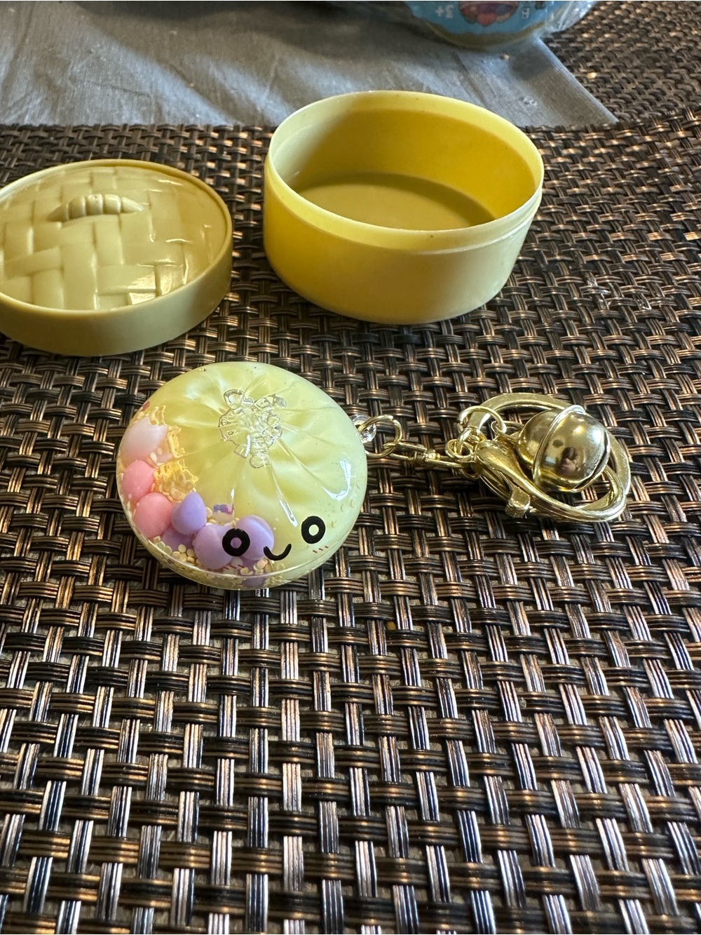 Yellow Cute Kawaii Resin Key & Card Holder Charm with Gold Hardware